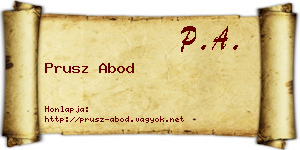Prusz Abod névjegykártya